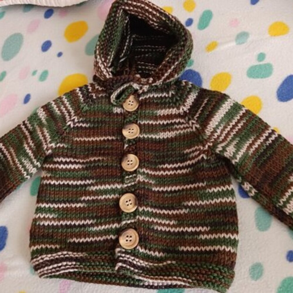 Infant's Hand Knit Hooded Sweater  #4